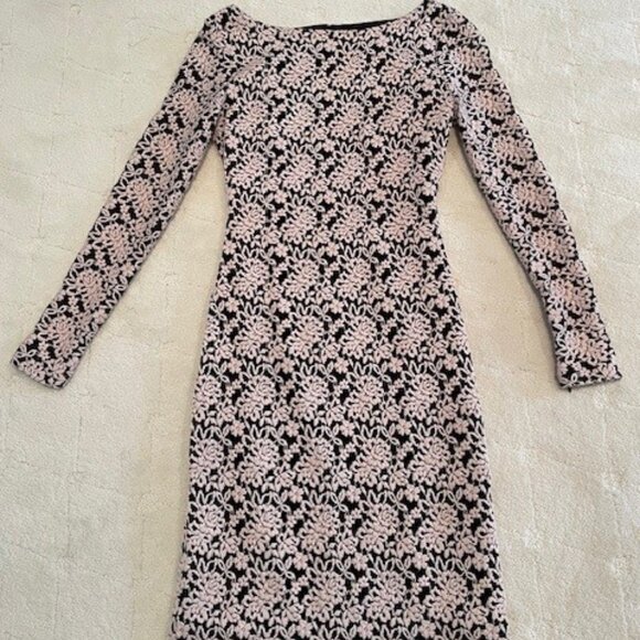 Alice + Olivia Backless Long Sleeve Black and Cream Lace Dress– Sz 4 - Picture 5 of 15